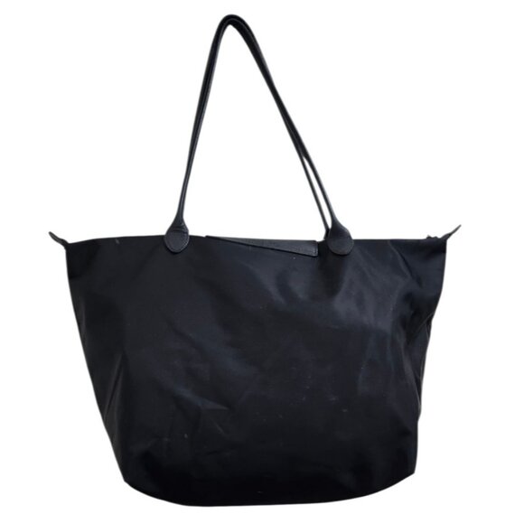 Longchamp Le Pliage Large Nylon Tote Bag Black Leather Trim Shoulder Purse - Picture 4 of 16